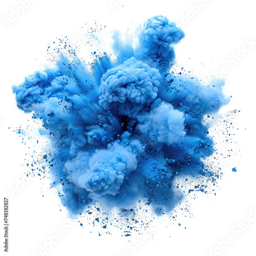blue powder explosion burst isolated on transparent background, element remove background, element for design