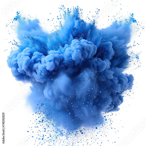 blue powder explosion burst isolated on transparent background, element remove background, element for design