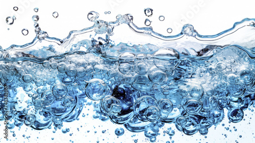 Blue water and bubbles isolated on transparent background, element remove background, element for design