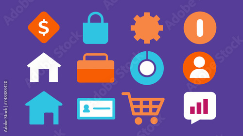 Icon Set Basic Shop. Shopping store logo. Online Shop Logo Design. Marketplace vector icon. online sme shop or store symbol in black color. small business outlet sign for apps. Vector illustration