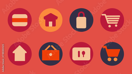 Icon Set Basic Shop. Shopping store logo. Online Shop Logo Design. Marketplace vector icon. online sme shop or store symbol in black color. small business outlet sign for apps. Vector illustration