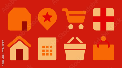 Icon Set Basic Shop. Shopping store logo. Online Shop Logo Design. Marketplace vector icon. online sme shop or store symbol in black color. small business outlet sign for apps. Vector illustration