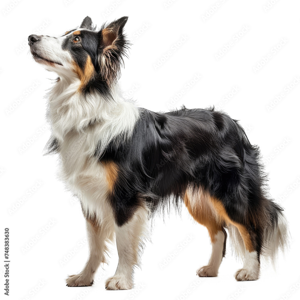 Collie dog standing isolated on transparent background, element remove background, element for design