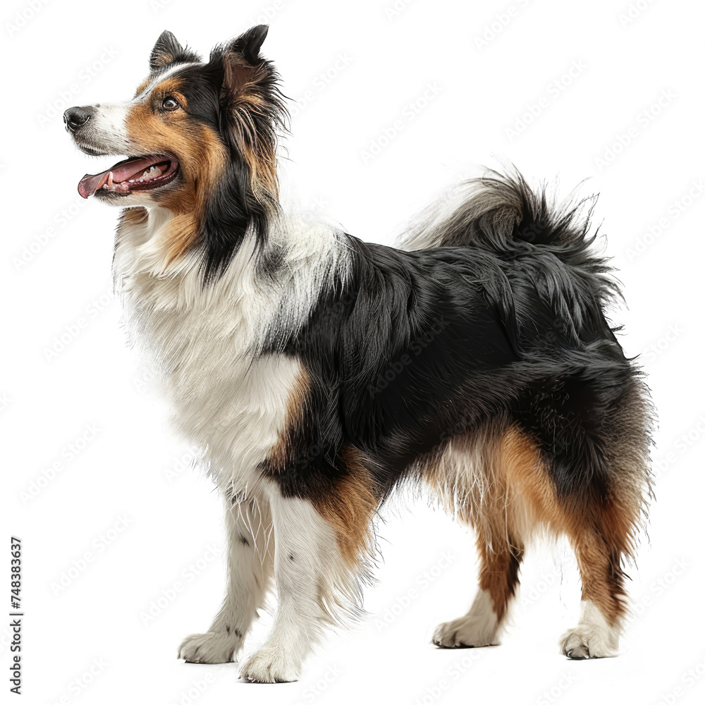 Collie dog standing isolated on transparent background, element remove background, element for design