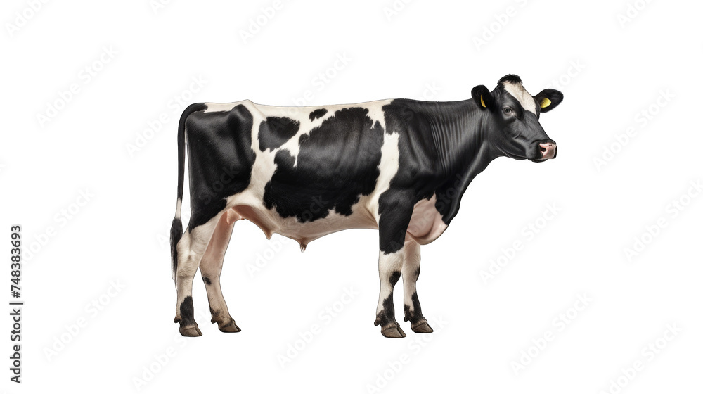 dairy cow standing sideview isolated on transparent background, element remove background, element for design