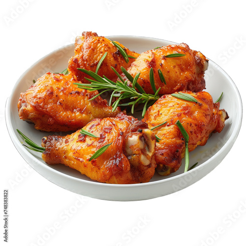 fried chicken thighs isolated on transparent background, element remove background, element for design