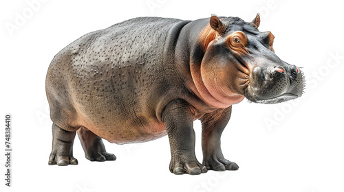 hippo standing isolated on transparent background, element remove background, element for design