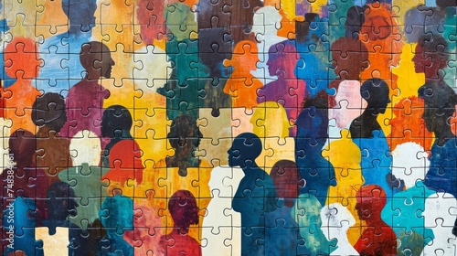 Diverse puzzle of multiracial people generative ai