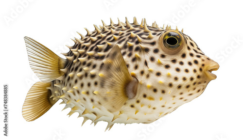 puffer fish sideview isolated on transparent background, element remove background, element for design