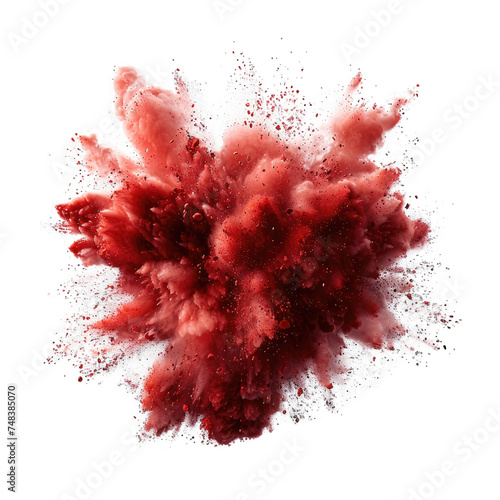 red powder explosion burst isolated on transparent background, element remove background, element for design