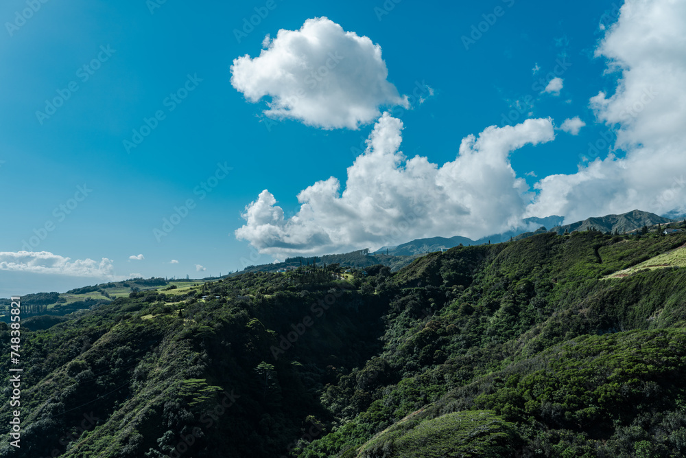 Kahekili Hwy, Wailuku, Maui Hawaii.   The West Maui Mountains, West Maui Volcano, or Mauna Kahālāwai which means 
