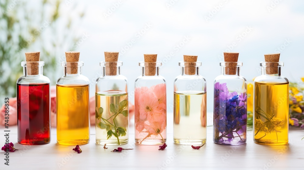 Bottle of essential oil or medicinal plant infusion. Alternative medicine. Bottle of essential oil or medicinal plant infusion. Alternative medicine.