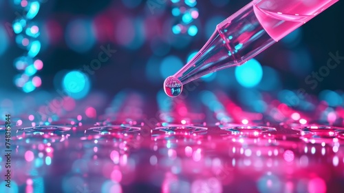 Droplet of DNA sample through pipette over research data generative ai