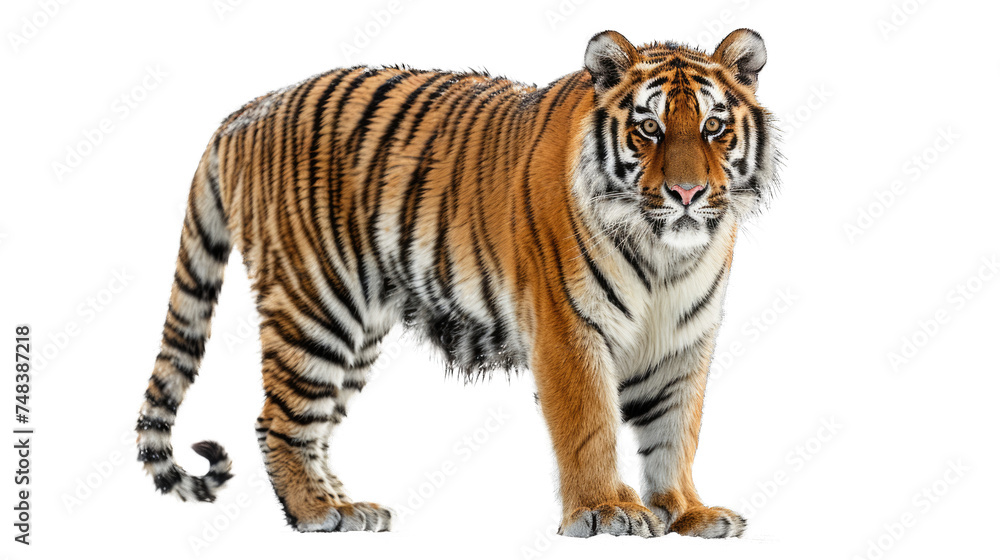 Tiger standing isolated on transparent background, element remove background, element for design