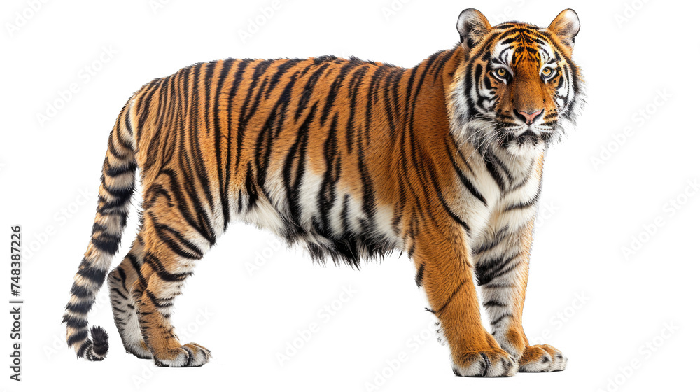 Tiger standing isolated on transparent background, element remove background, element for design