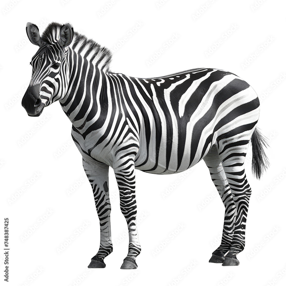 Obraz premium Zebra is standing isolated on transparent background, element remove background, element for design