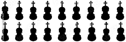 Violin music silhouettes set, large pack of vector silhouette design, isolated white background