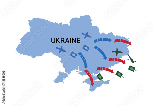 Ukraine forces defending. or regaining its territory.  Editable Clip Art.