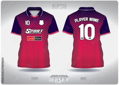 EPS jersey sports shirt vector.blue pink gradient square pattern design, illustration, textile background for V-neck poloshirt, football jersey poloshirt.eps