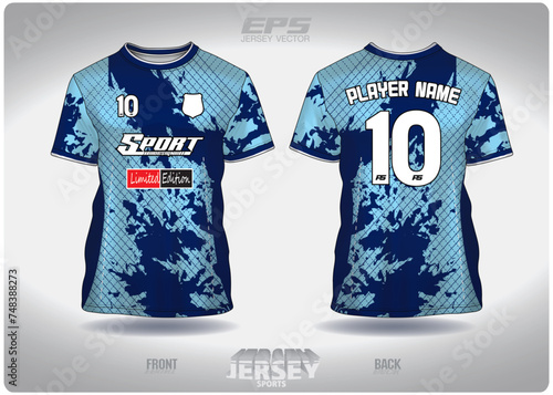 EPS jersey sports shirt vector.blue Islands Map pattern design, illustration, textile background for round neck sports t-shirt, football jersey shirt.eps