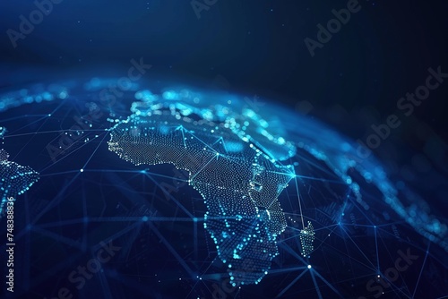 World low poly wireframe on Network background images concept world internet communication transportation background blue and black technology futuristic photo