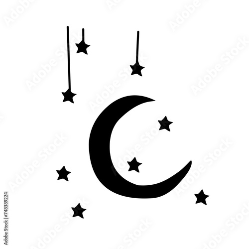 Moon and stars Icon Vector