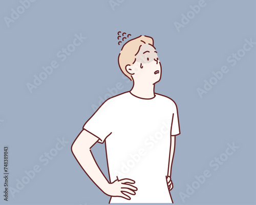 embarrassed man. Hand drawn style vector design illustrations.