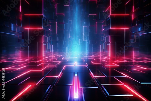 Captivating Neon high tech background. Tech speed art. Generate Ai