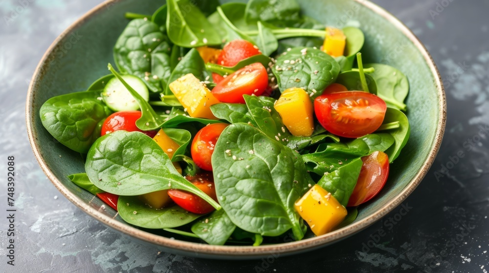 Healthy spinach and vegetable salad generative ai