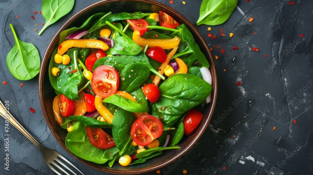 Healthy spinach and vegetable salad generative ai Healthy spinach and vegetable salad generative ai