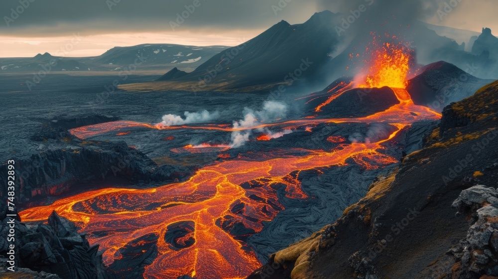 Obraz premium Volcanic eruption generative ai