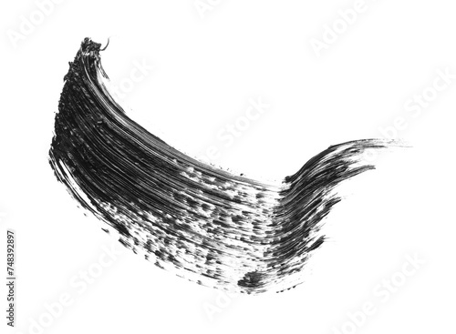 Smear of black mascara isolated on white, top view