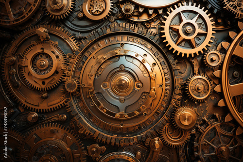Steampunk Texture with Gears and Metal Plates