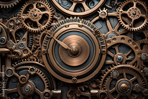 Steampunk Texture with Gears and Metal Plates