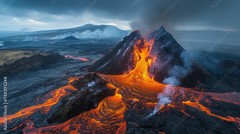 Fototapeta premium Volcanic eruption generative ai