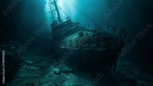 old ship sunk in the sea