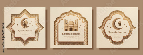 Paper art Ramadan template set