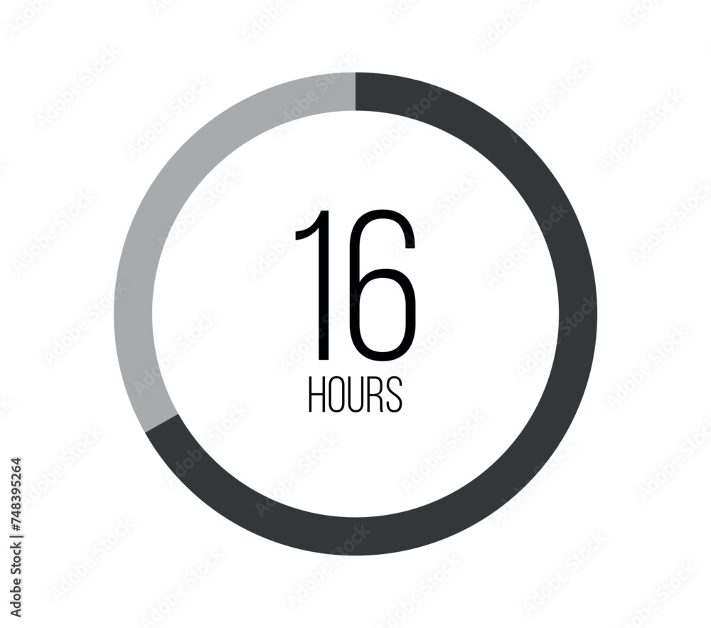 Obraz premium 16 hours. Modern round clock, hour counter and technological time. Vector on white background