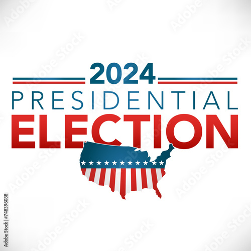 Voting 2024 Icon with Vote, Government, and Patriotic Symbolism and Colors
