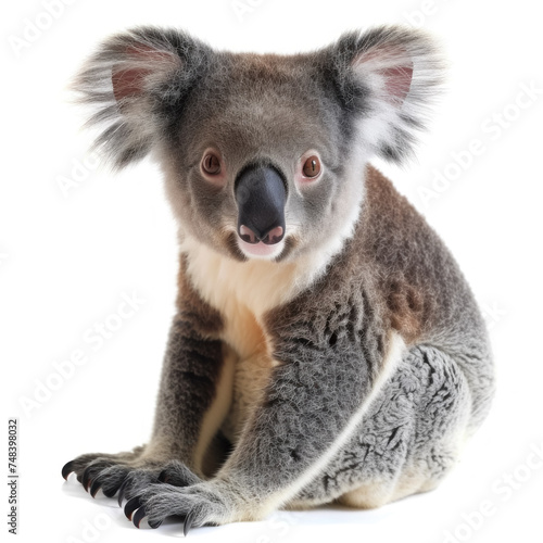 koala bear cub isolated on white background