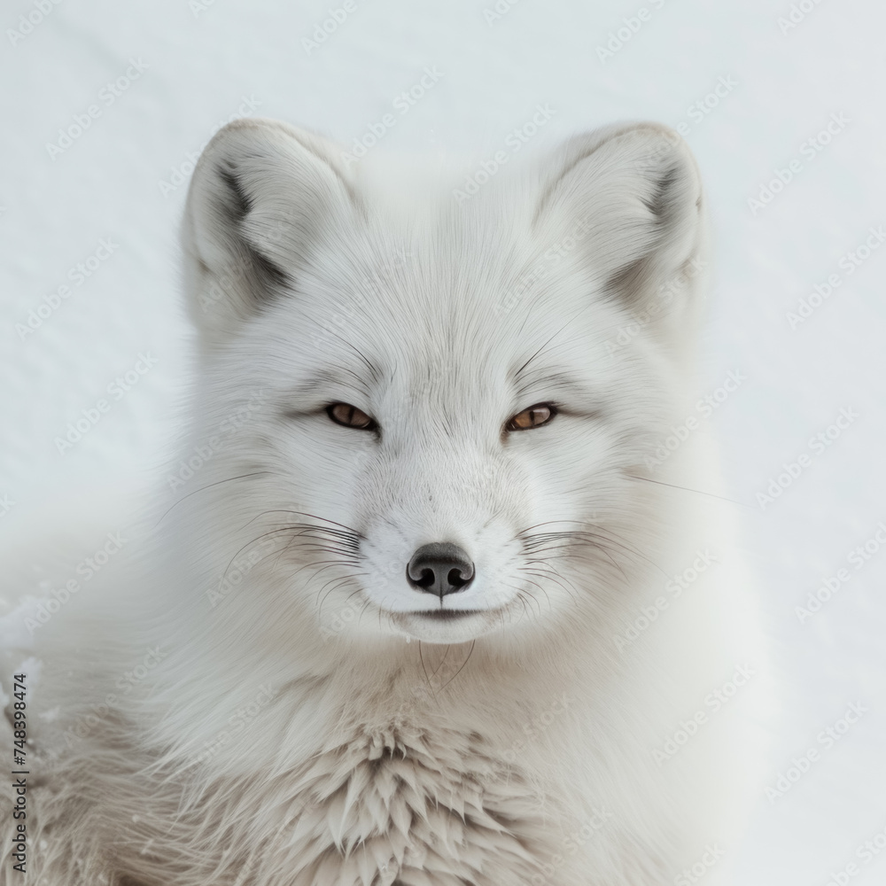 white fox or arctic fox isolated on white background