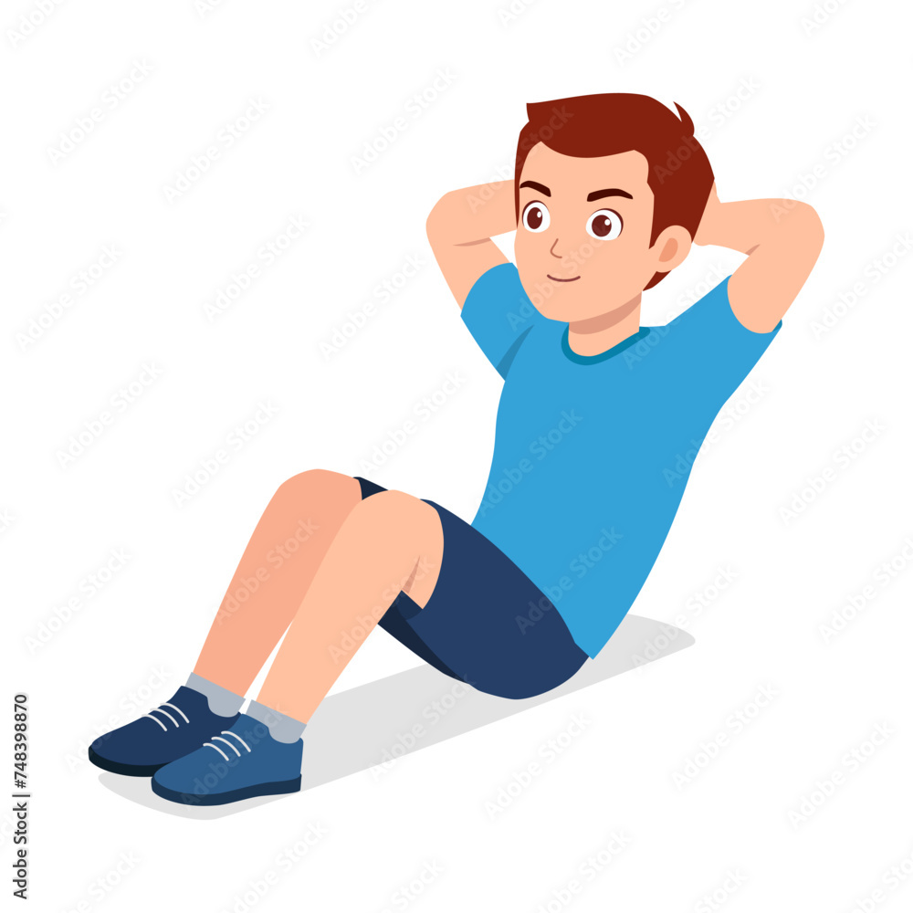happy young sporty man doing sit up happy young sporty man doing sit up