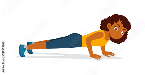 happy young sporty woman doing push up