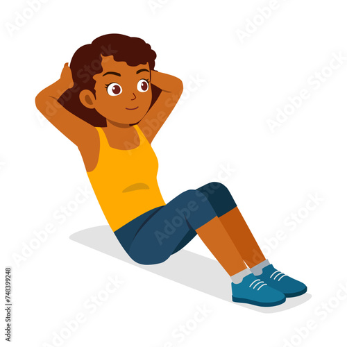 happy young sporty woman doing sit up