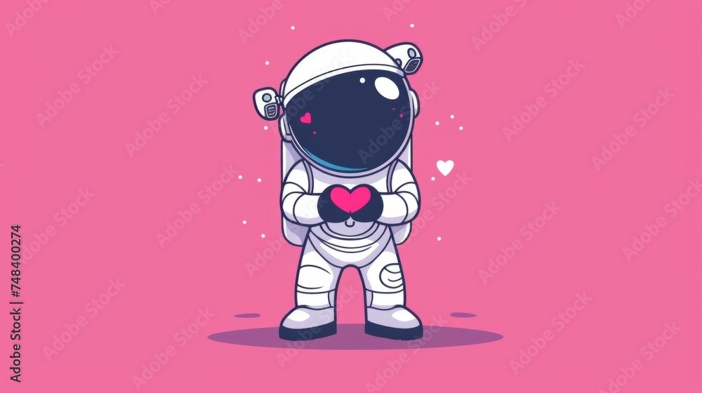 cute astronaut forming a heart with his hands generative ai cute astronaut forming a heart with his hands generative ai