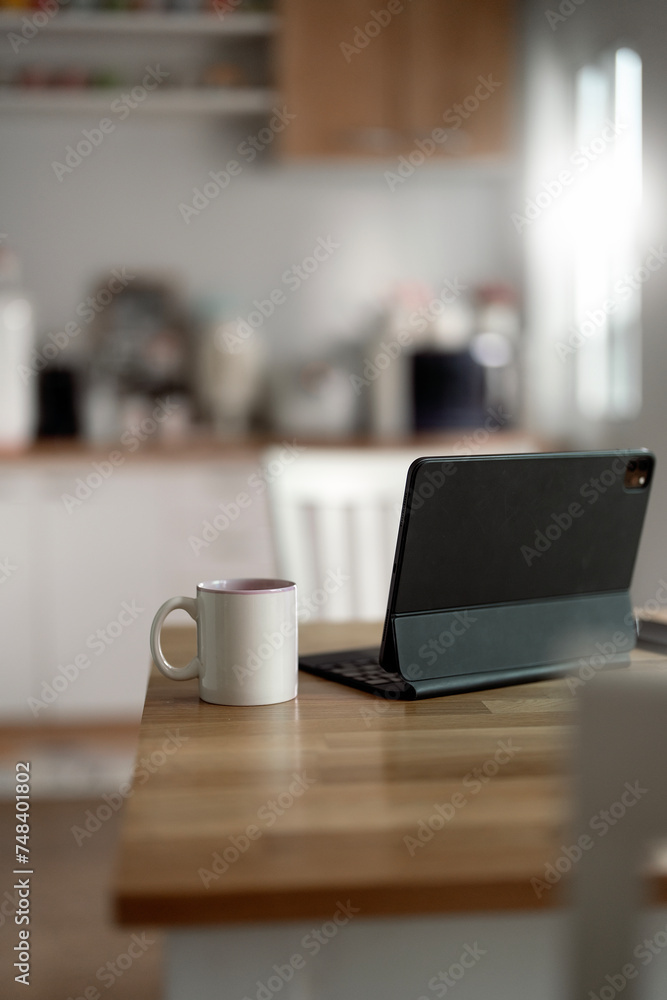 Creative work space, work from home, mockup digital tablet on wooden table. Creative work space, work from home, mockup digital tablet on wooden table.