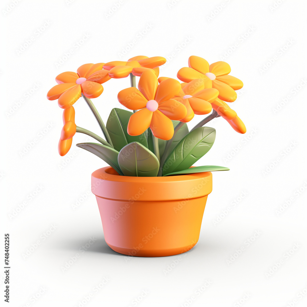 3d render icon of flowers in pot plastic cartoon isolated generated AI 3d render icon of flowers in pot plastic cartoon isolated generated AI