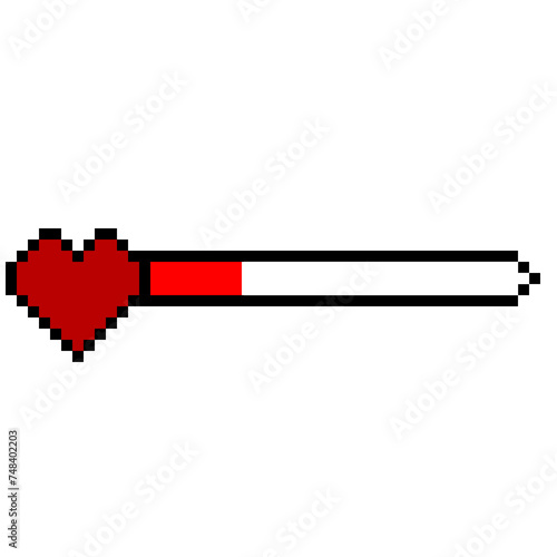Heart Red Life Bar Game Pixel Art Style