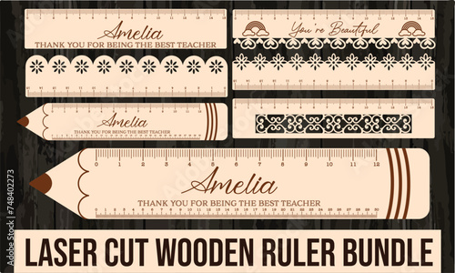 laser cut wooden ruler bundle © MD