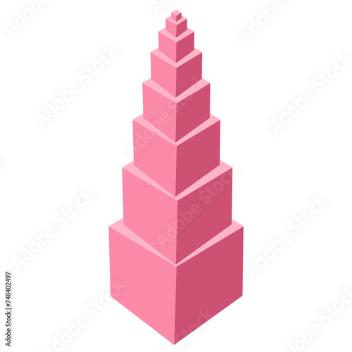Pink tower Montessori material Illustration 